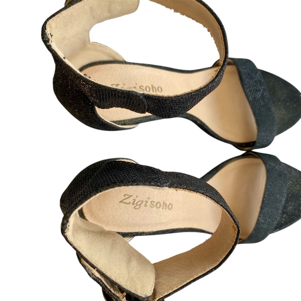 ZIGI SOHO High Heels Ankle Strap Open Toe Black Sparkle Women Size 8 - Picture 9 of 12